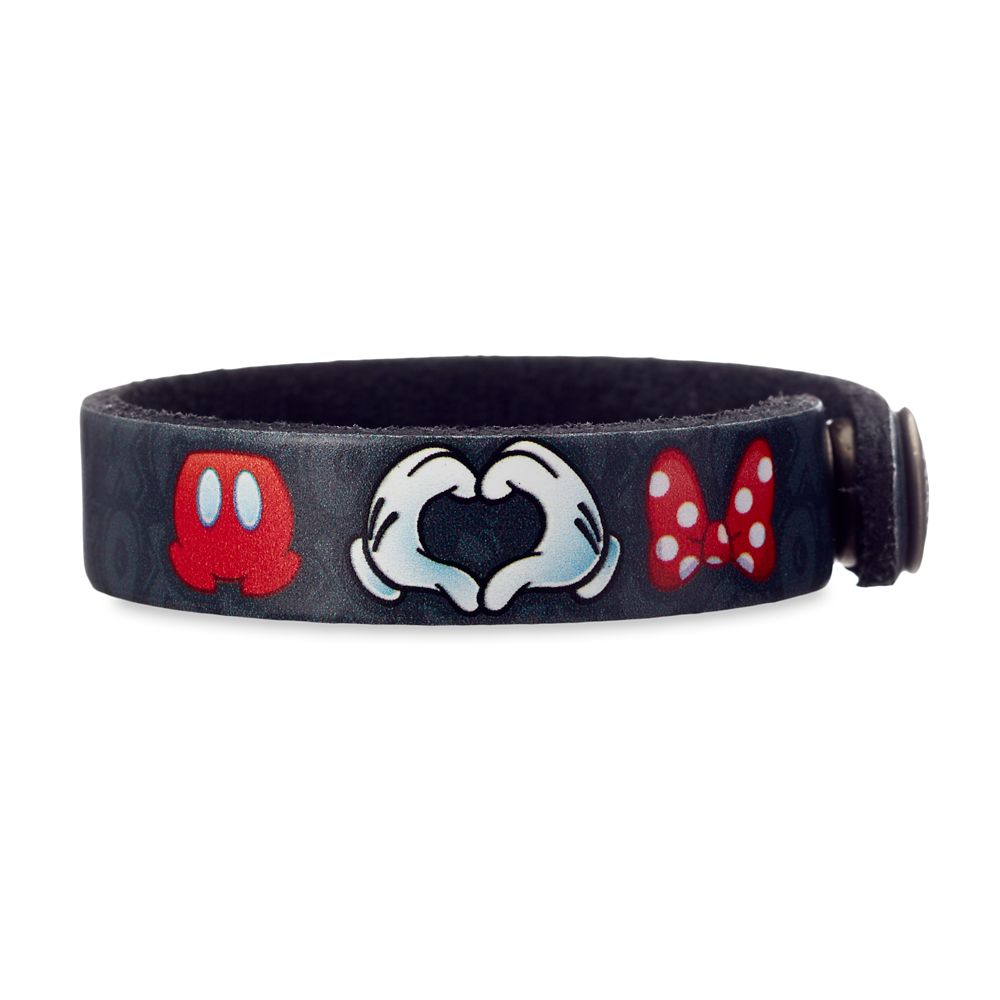Mickey Loves Minnie Leather Bracelet  Personalizable Official shopDisney
