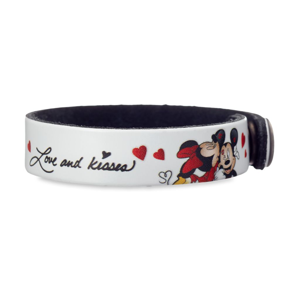 Mickey and Minnie Mouse Kiss Leather Bracelet  Personalizable Official shopDisney