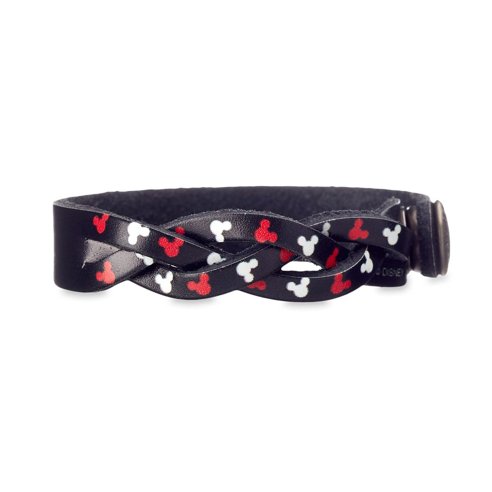 Mickey Mouse Icon Woven Leather Bracelet  Personalizable Official shopDisney