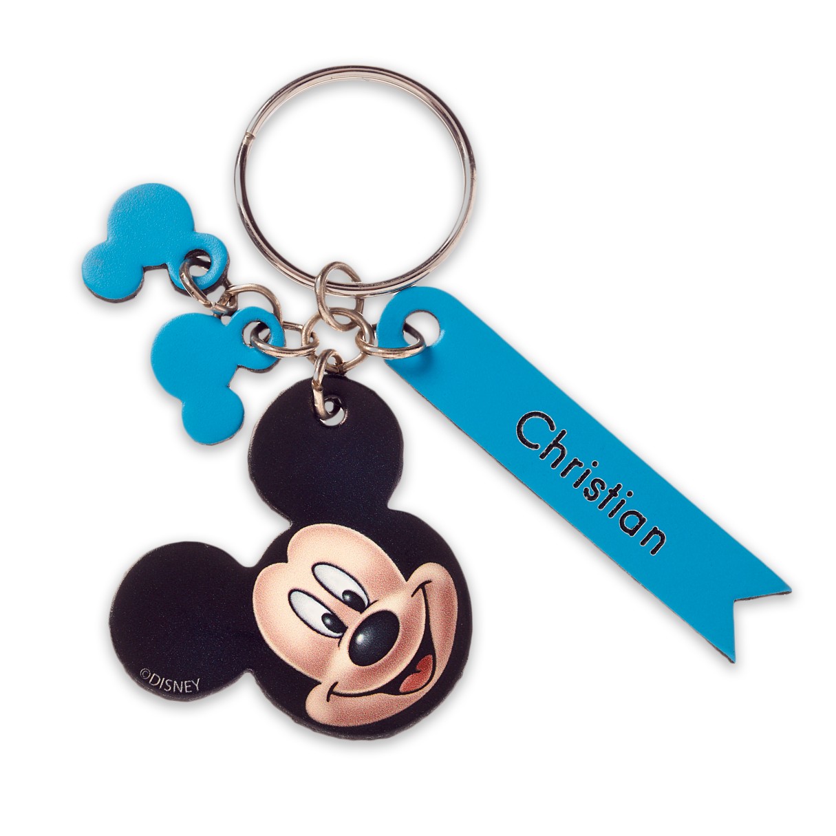Mickey Mouse Face Leather Keychain - Personalizable