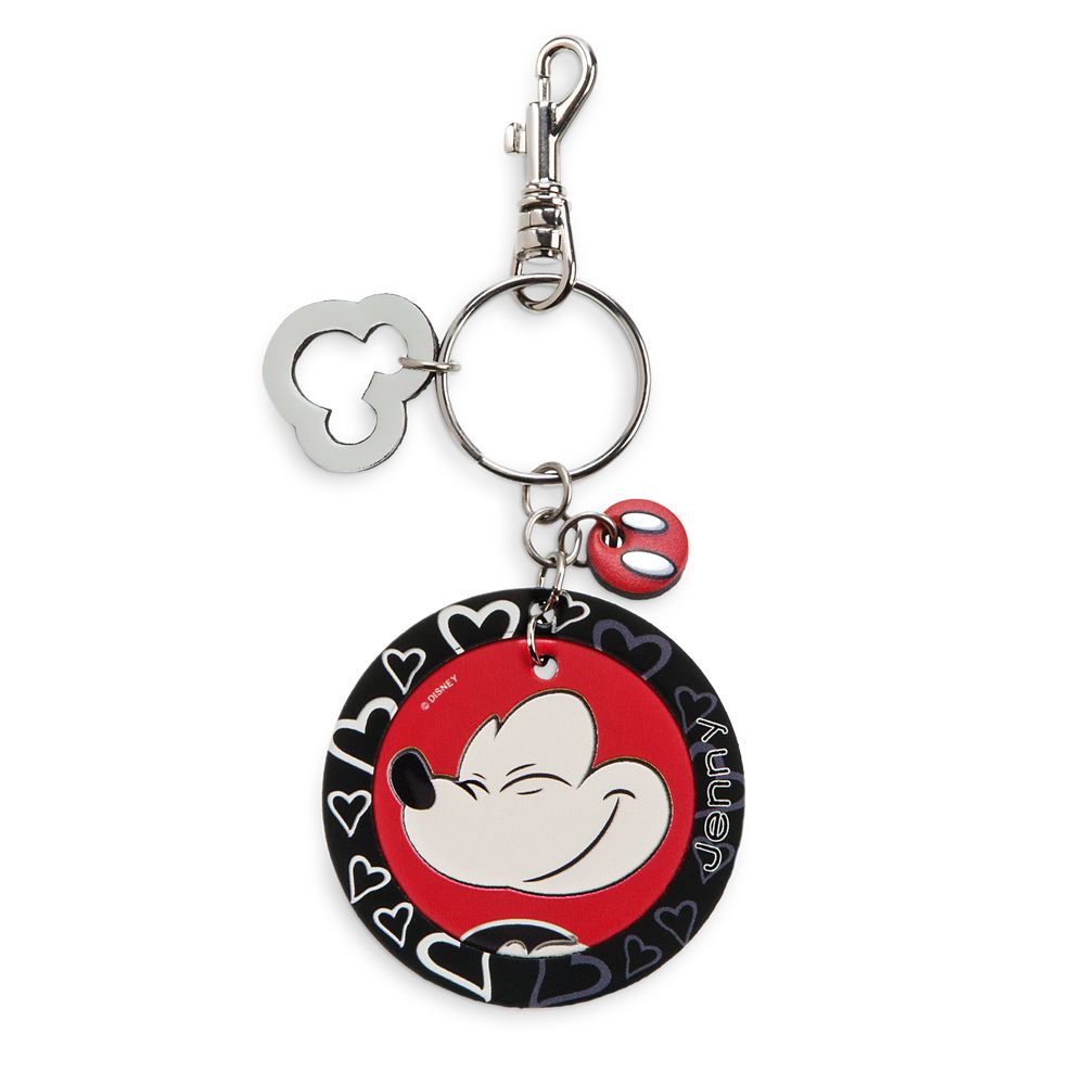 Mickey Mouse Heart Leather Keychain  Personalizable Official shopDisney