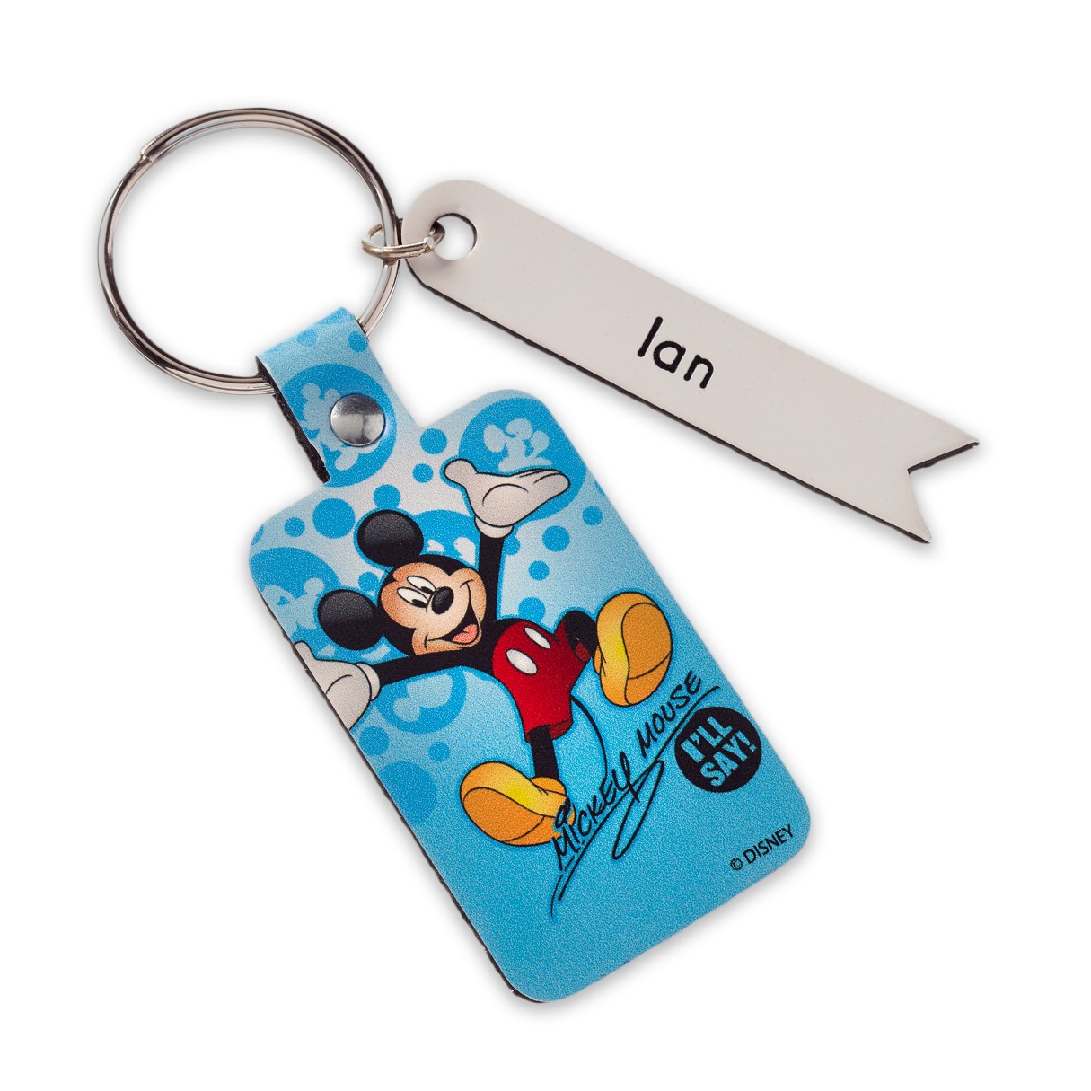 Mickey Mouse Signature Leather Keychain – Personalizable