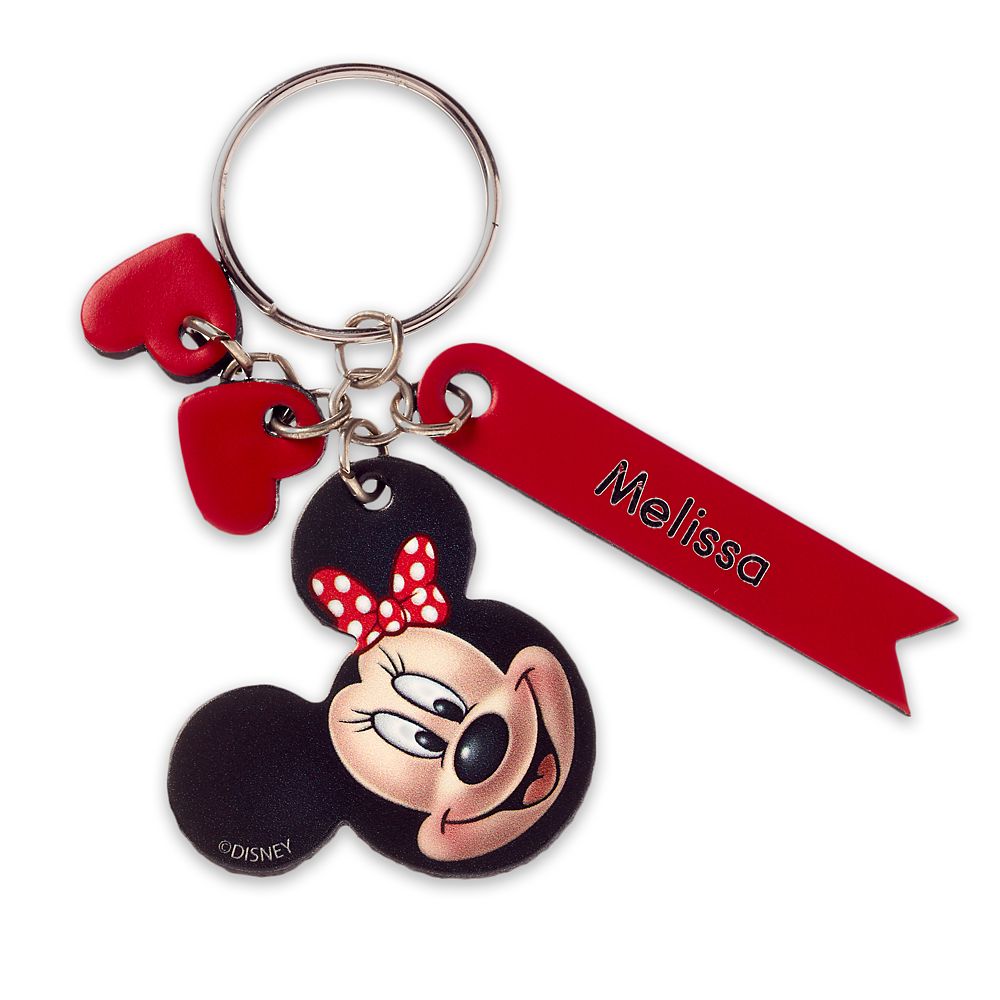 Disney Minnie Mouse Face Leather Keychain - Personalizable