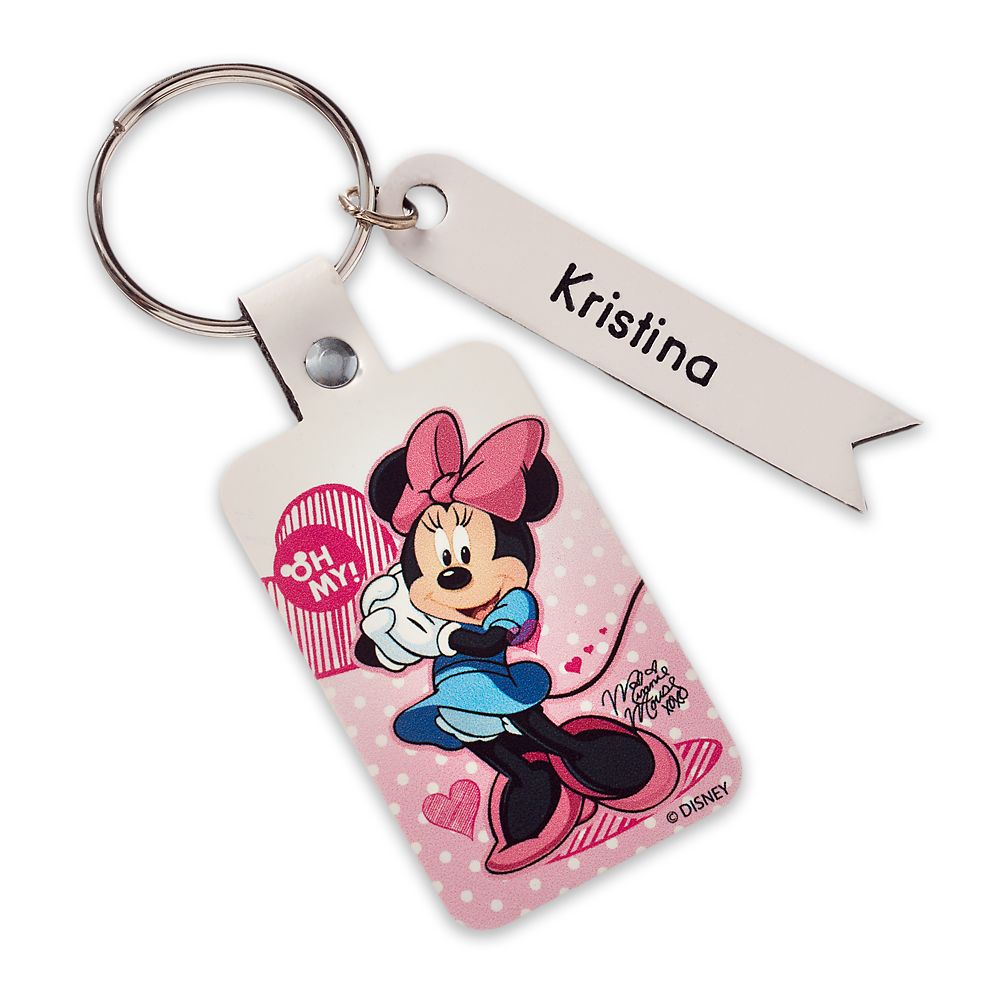 Minnie Mouse Signature Leather Keychain  Personalizable Official shopDisney