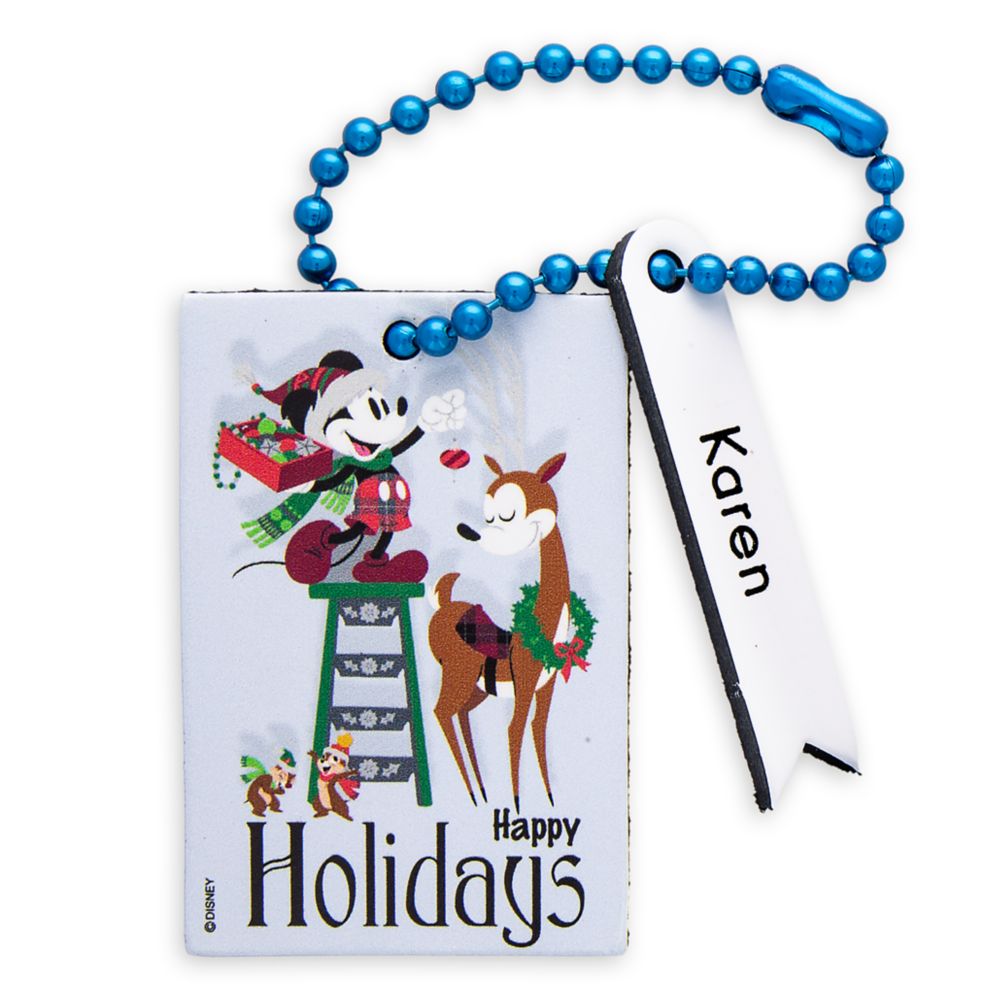 Disney Santa Mickey Mouse and Chip n Dale Leather Luggage Tag - Personalizable