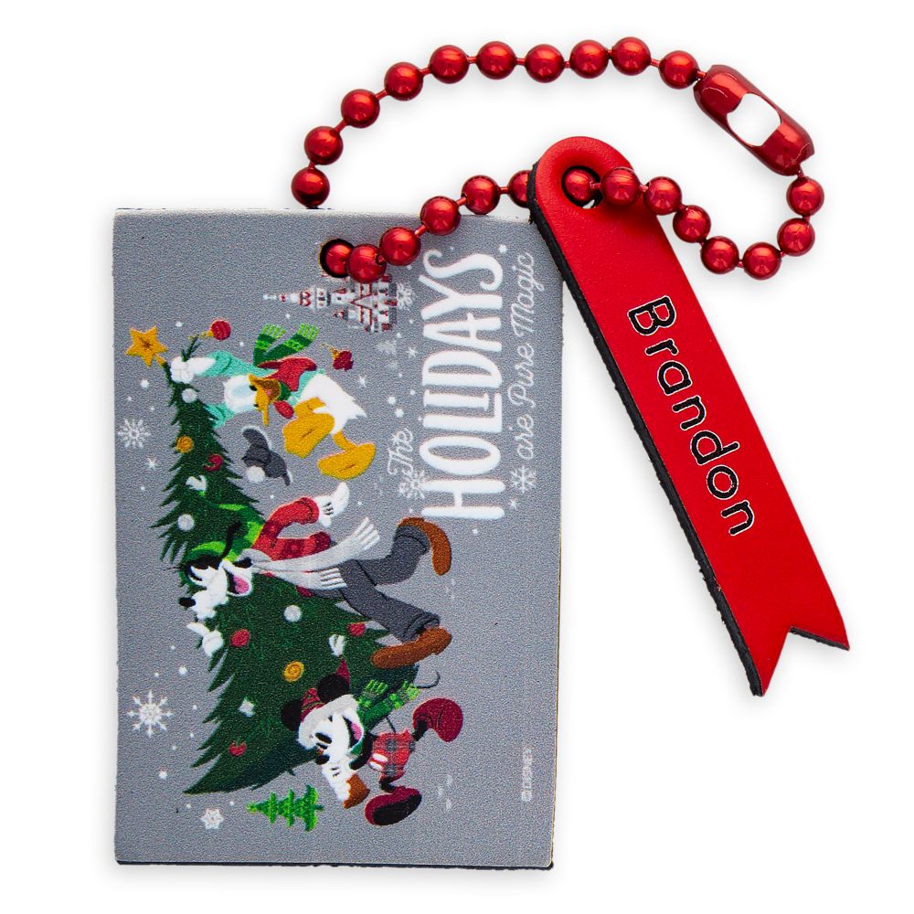 Disney Santa Mickey Mouse and Friends Leather Luggage Tag - Personalizable