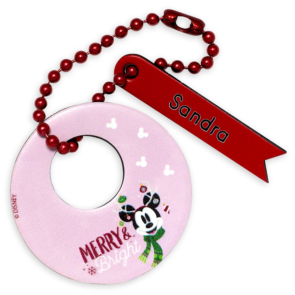 Disney Mickey Mouse Merry & Bright Holiday Leather Luggage Tag - Personalizable