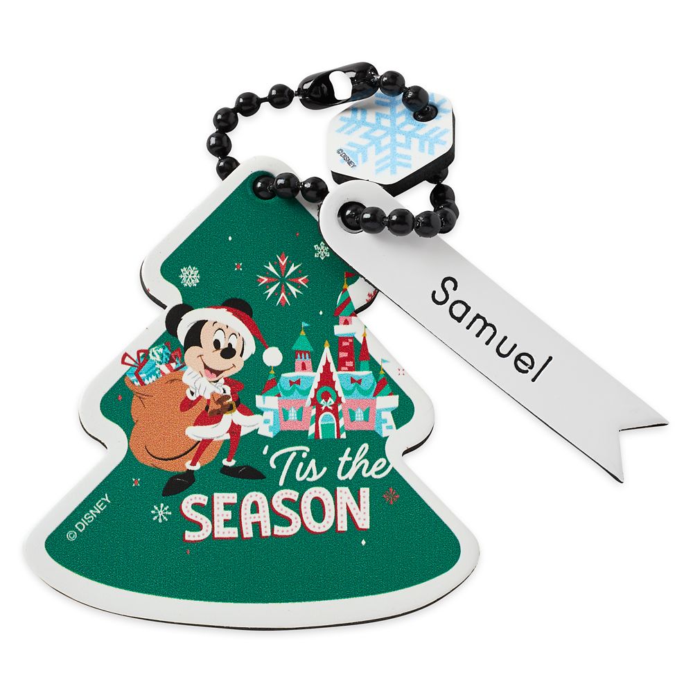 Disney Santa Mickey Mouse Tree Bag Tag by Leather Treaty ? Personalized
