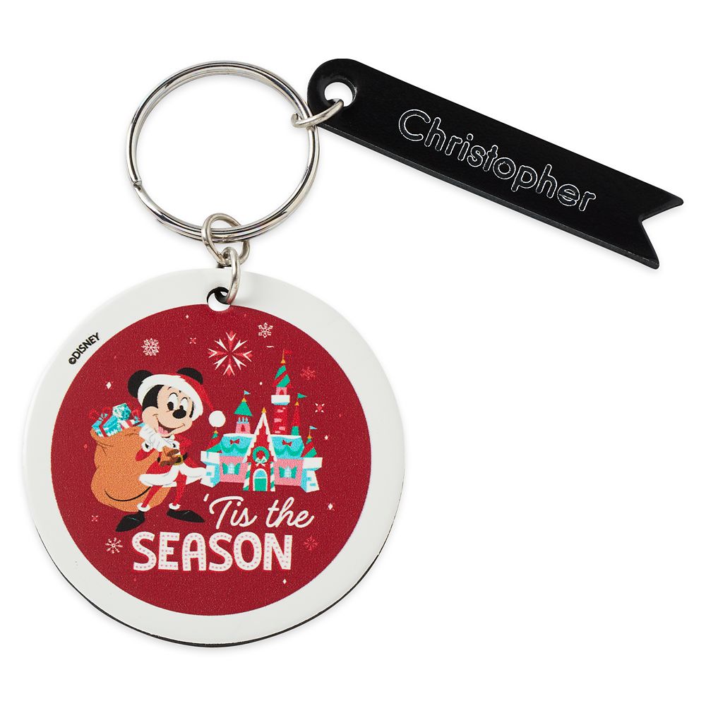 Disney Santa Mickey Mouse Circular Keychain by Leather Treaty ? Personalized