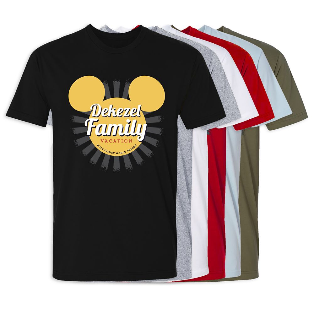 Adults Walt Disney World Mickey Mouse Sunburst Family Vacation T-Shirt  Customized