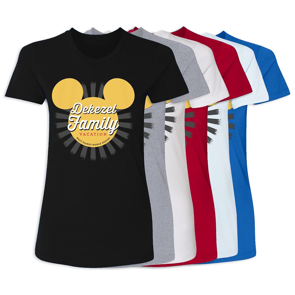 Womens Walt Disney World Mickey Mouse Sunburst Family Vacation T-Shirt ? Customized
