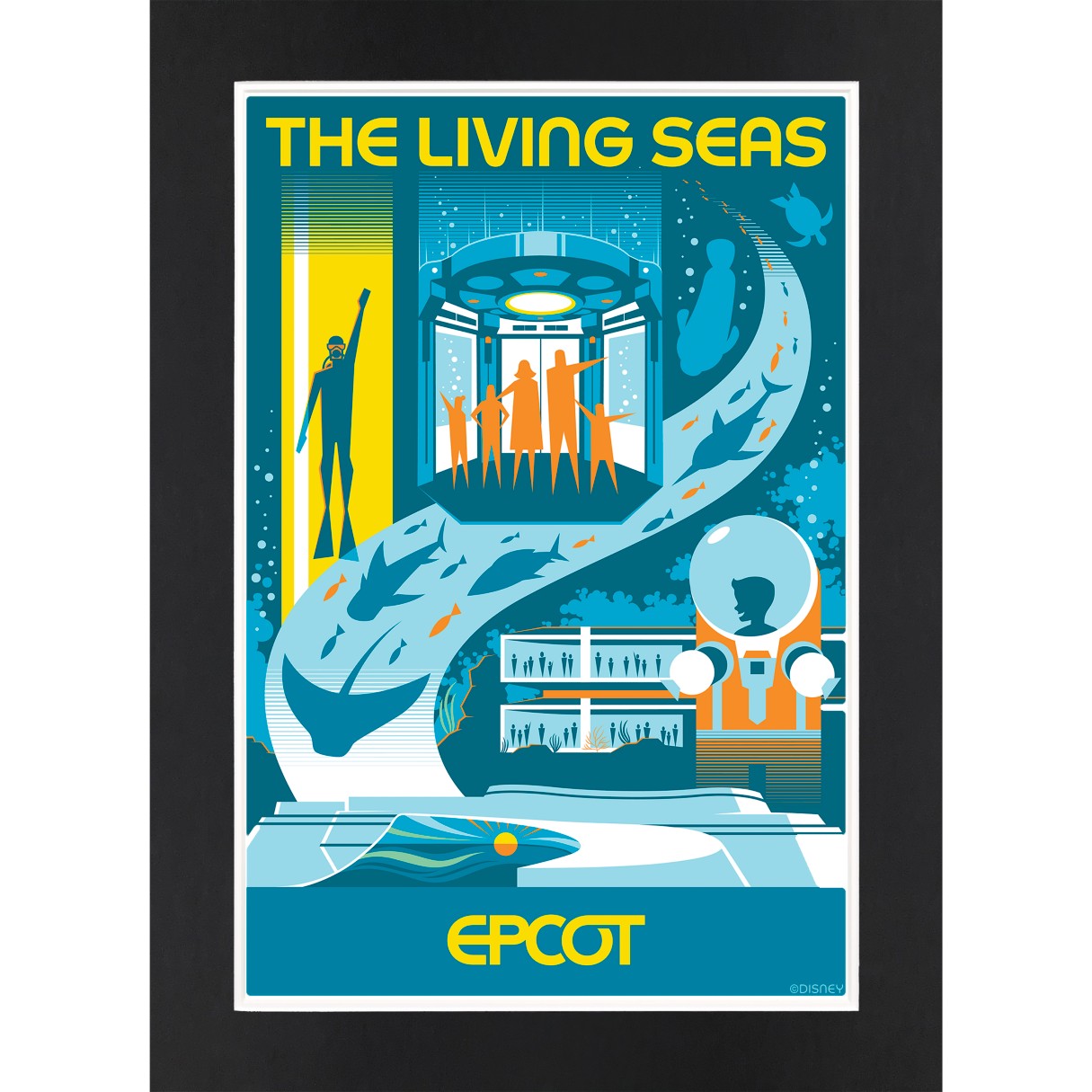EPCOT The Living Seas Matted Print