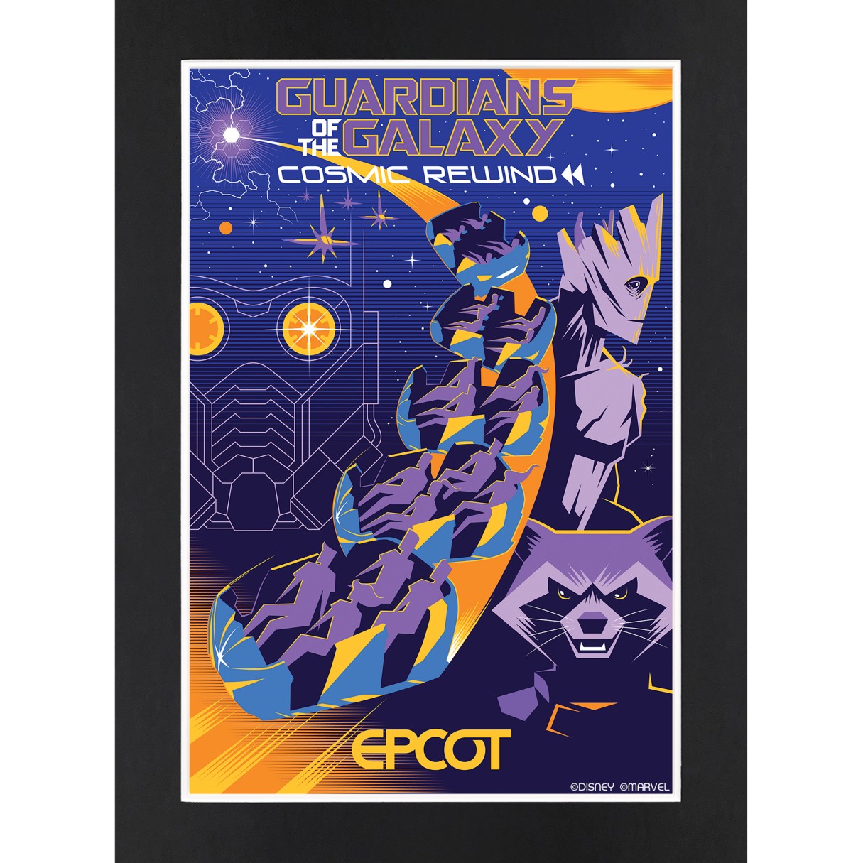 EPCOT Guardians of the Galaxy Cosmic Rewind Matted Print