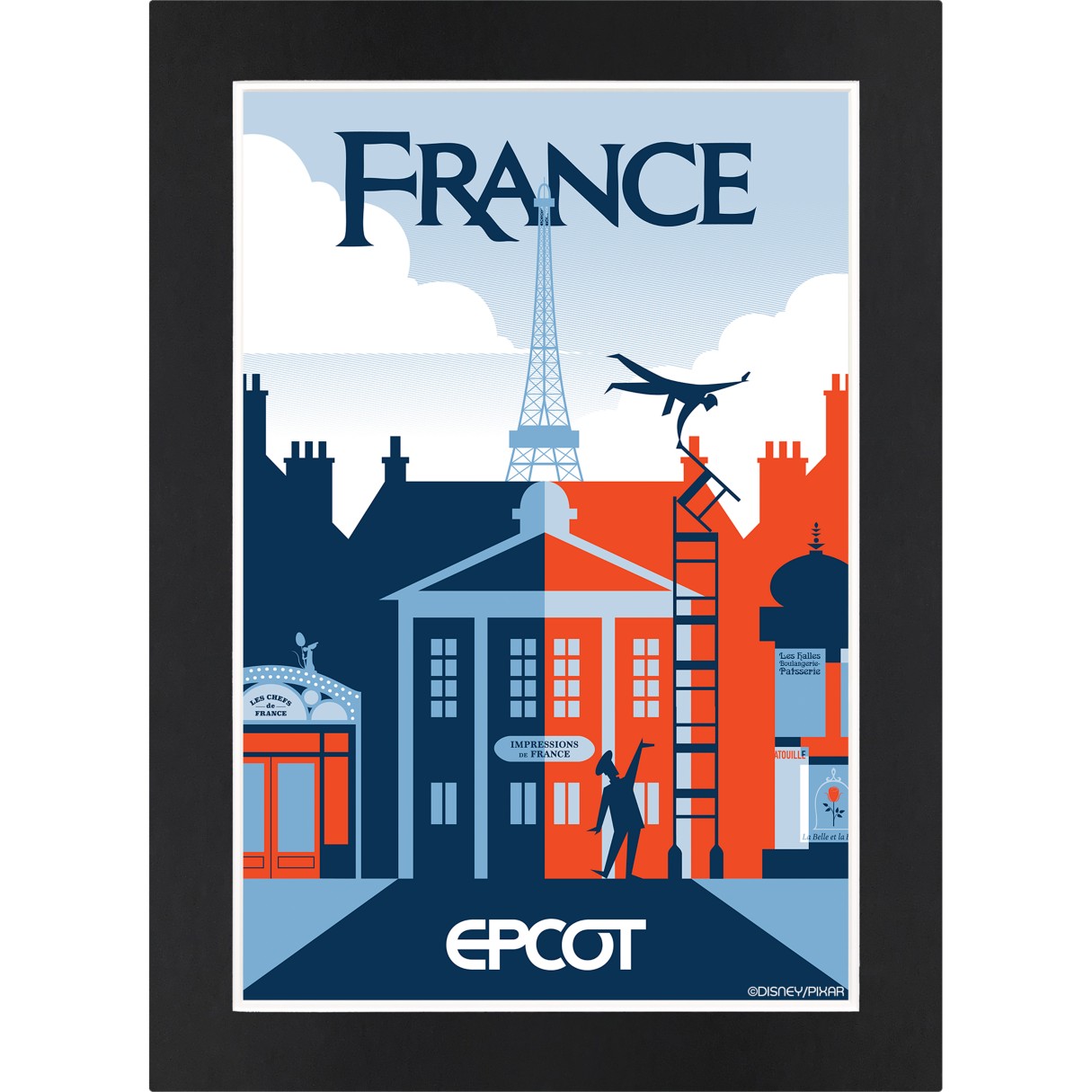 EPCOT France Pavilion Matted Print