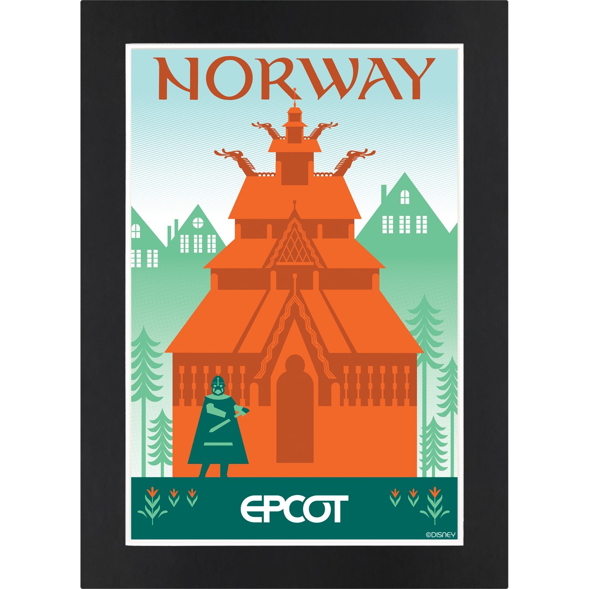EPCOT Norway Pavilion Matted Print