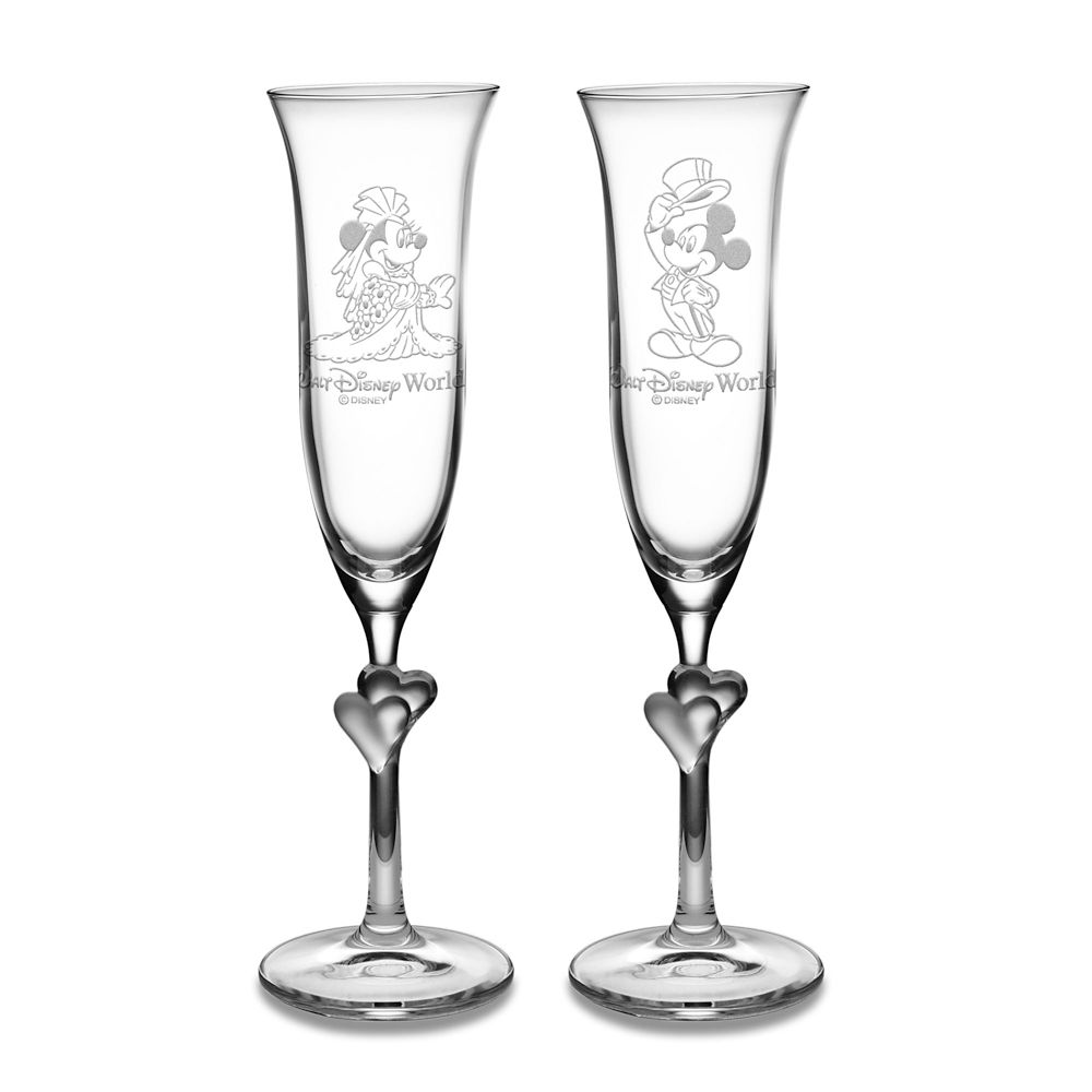 Minnie And Mickey Mouse Glass Flute Set By Arribas