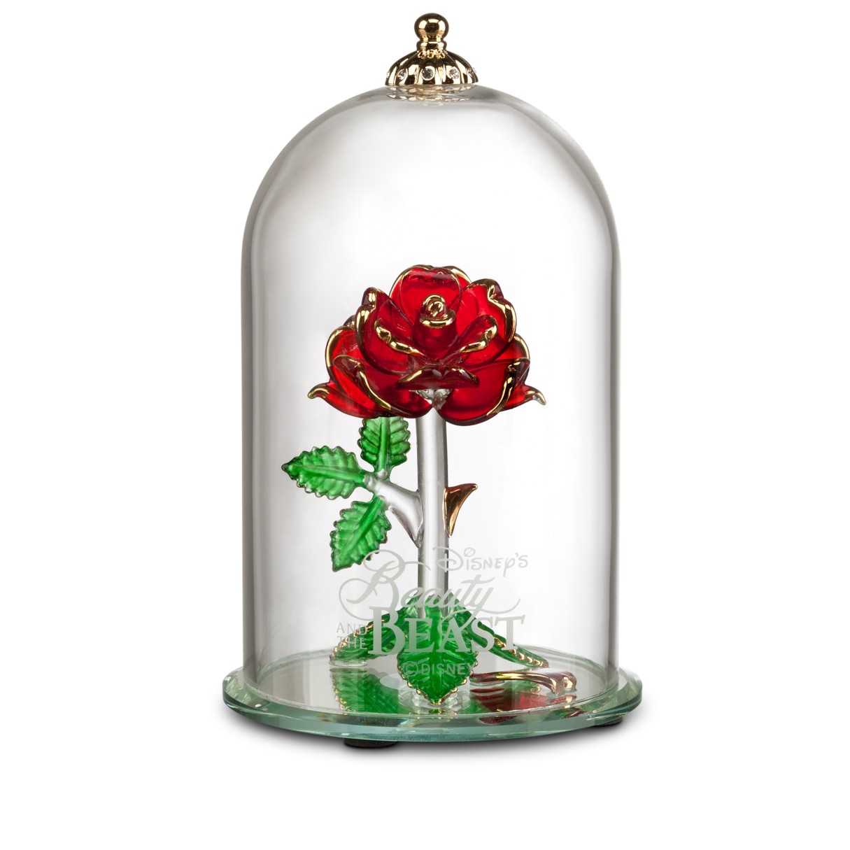 Beauty and the Beast Enchanted Rose Glass Sculpture by Arribas – Large