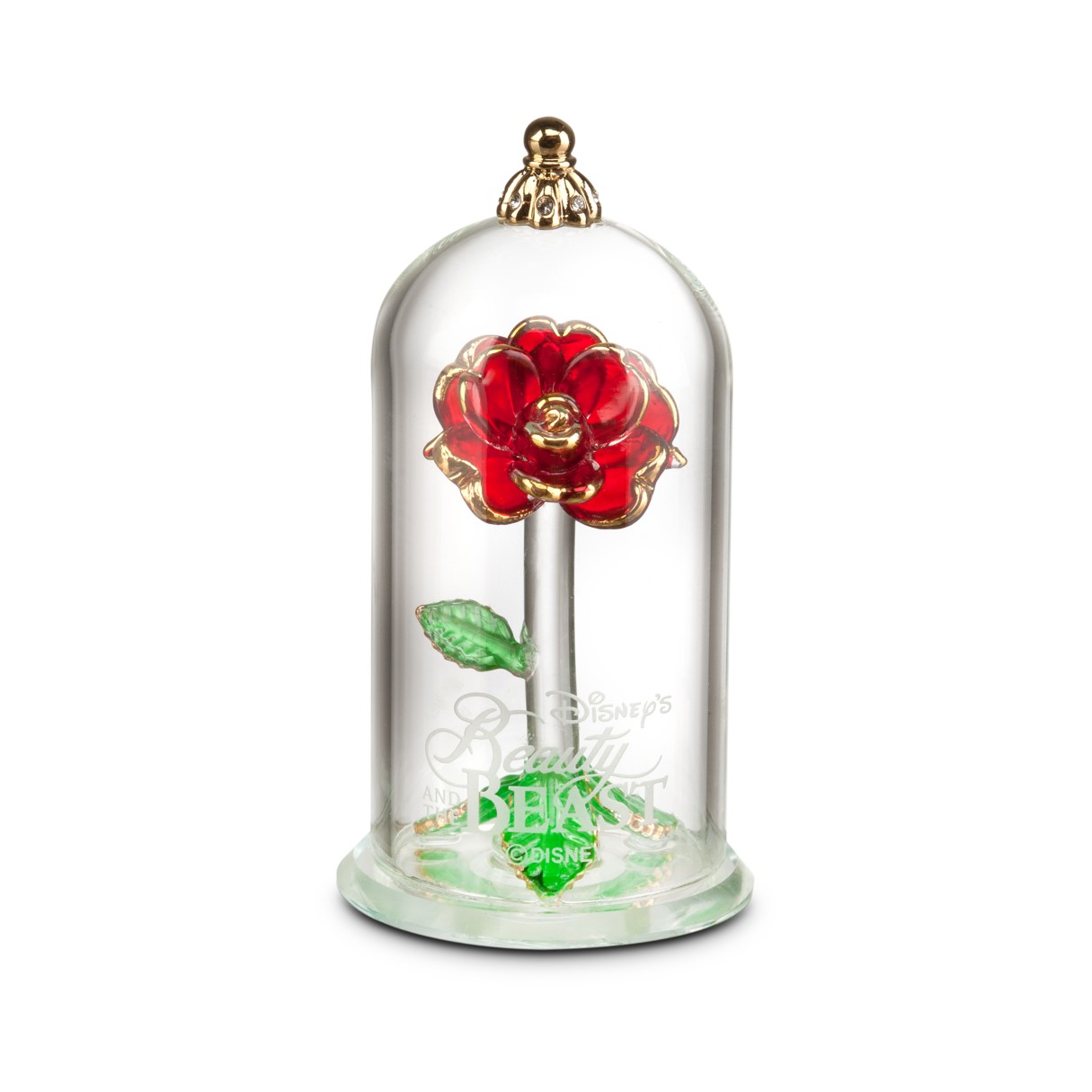 Beauty and the Beast Enchanted Rose Glass Sculpture by Arribas – Small