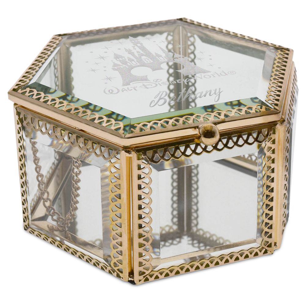 Walt Disney World Castle Glass Jewelry Box by Arribas  Personalized
