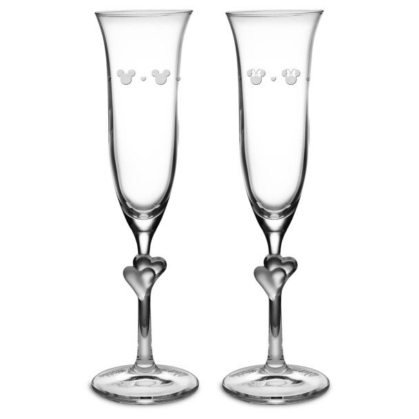 Mickey and Minnie Mouse Glass Flutes by Arribas – Personalized
