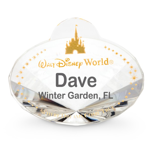 Walt Disney World Nametag Crystal Paperweight by Arribas – Personalized