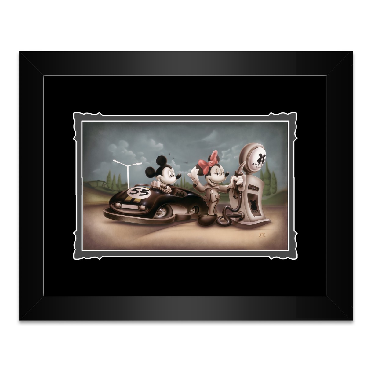 Mickey and Minnie Mouse ''Service with a Smile'' Framed Deluxe Print by Noah