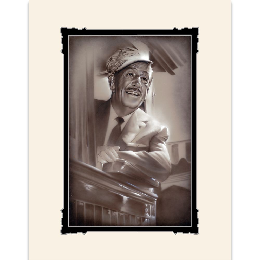 Walt Disney Walt in Train Deluxe Print by Noah