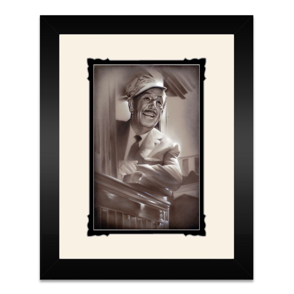 Walt Disney Walt in Train Framed Deluxe Print by Noah