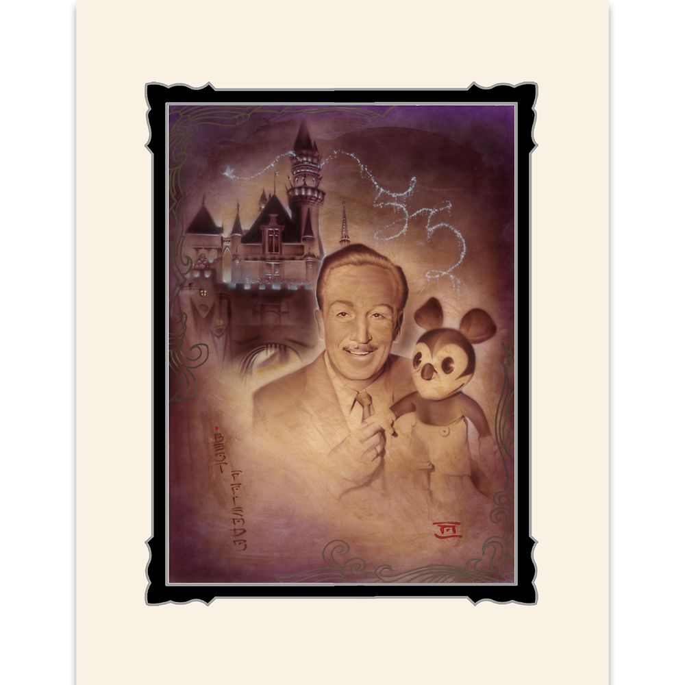 Walt Disney and Mickey Mouse Walt and Mickey 55th Deluxe Print by Noah