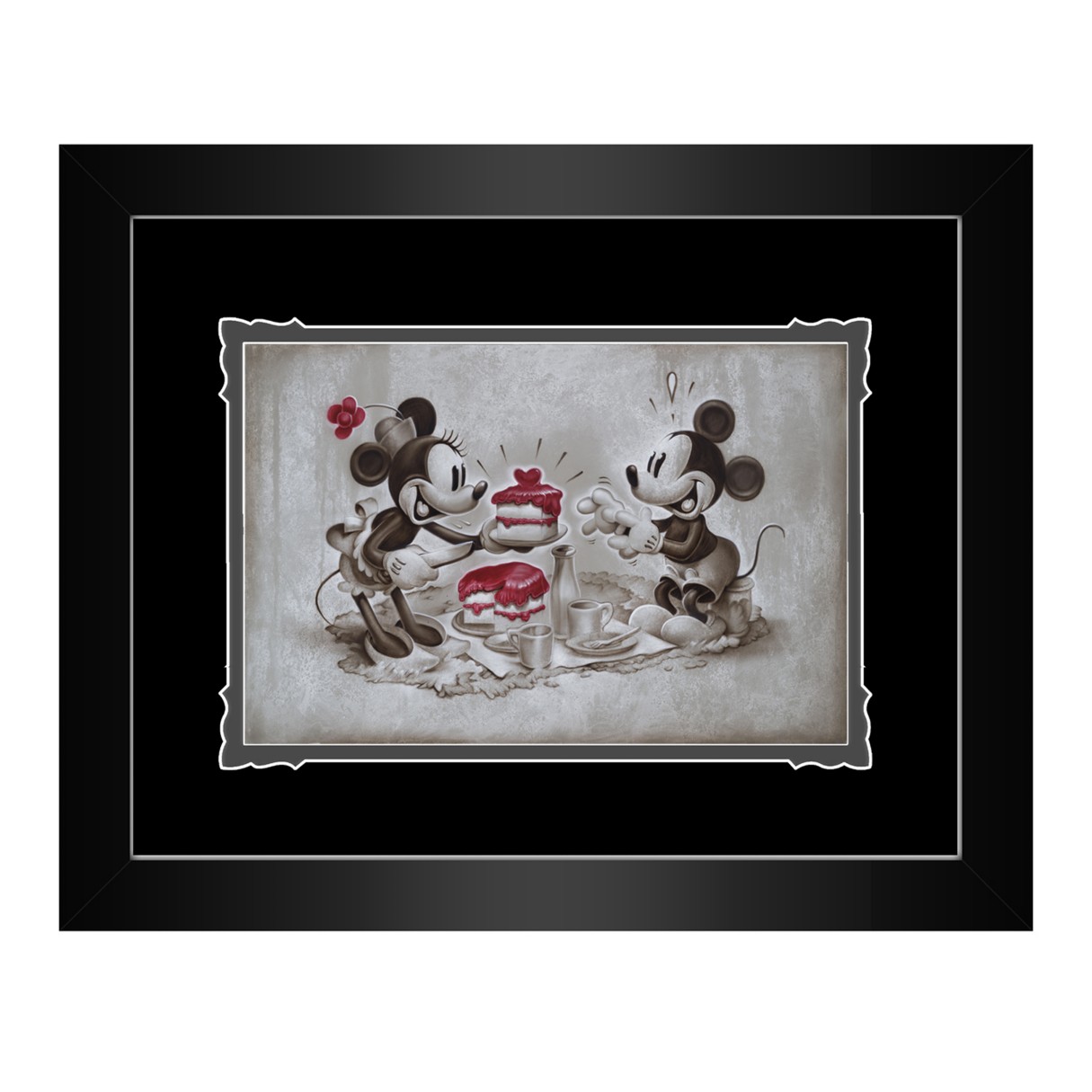 Mickey and Minnie Mouse ''The Way to His Heart'' Framed Deluxe Print by Noah