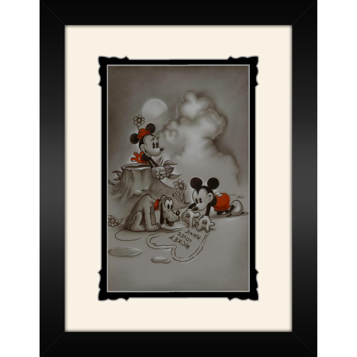 Mickey and Minnie Mouse ''Mickey Loves Minnie'' Framed Deluxe Print by Noah