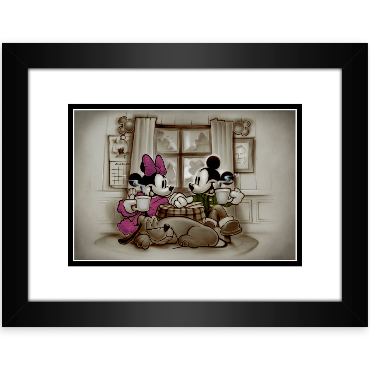 Mickey and Minnie Mouse ''Home is Where Life Makes Up Its Mind'' Framed Deluxe Print by Noah