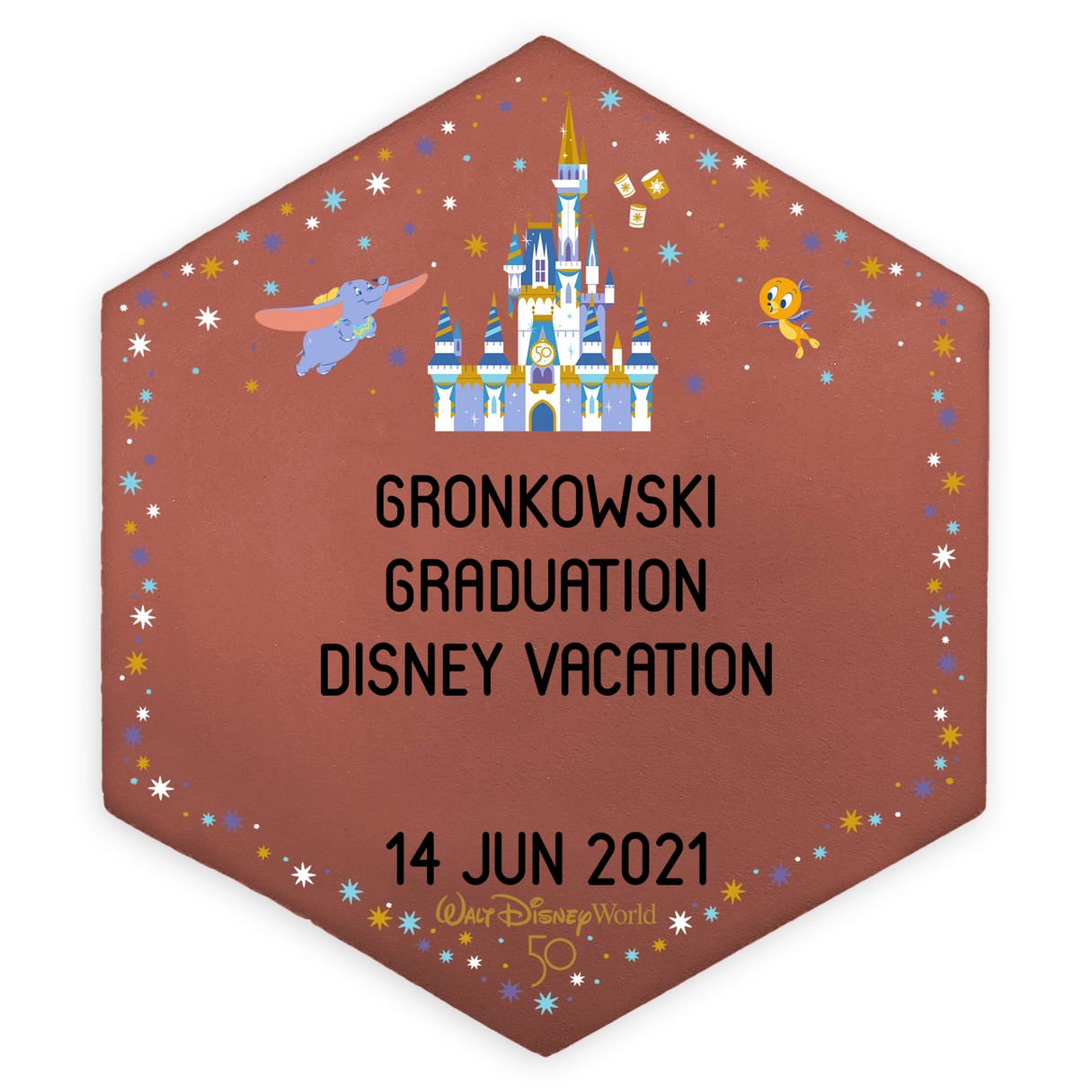 Walt Disney World 50th Anniversary Magic Kingdom Commemorative Legacy Paver – 6'' – Personalized