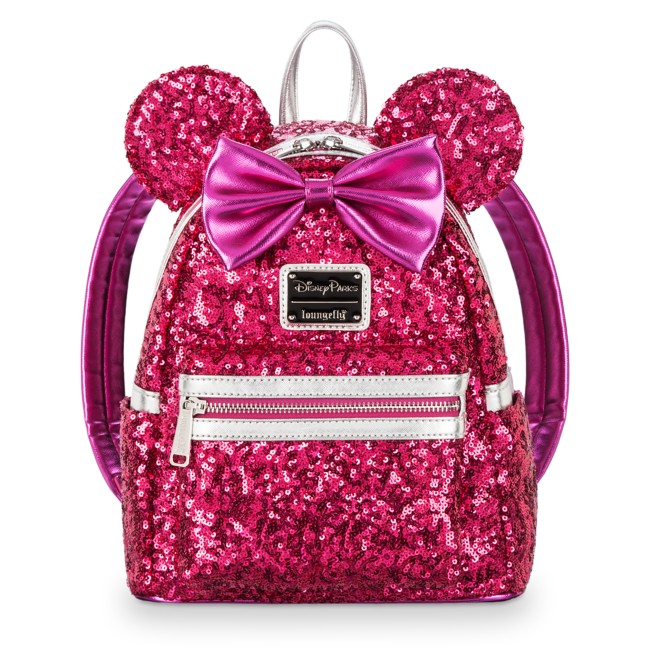 Loungefly X LASR Exclusive Disney Planet Minnie UV Reactive Pink Iridescent  Sequin Mini Backpack WDBK2421