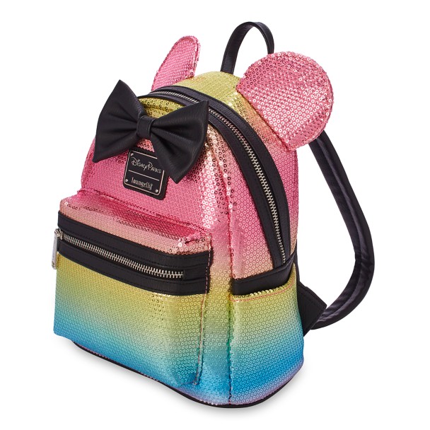 Minnie Mouse Sequined Mini Backpack with Bow by Loungefly – Rainbow