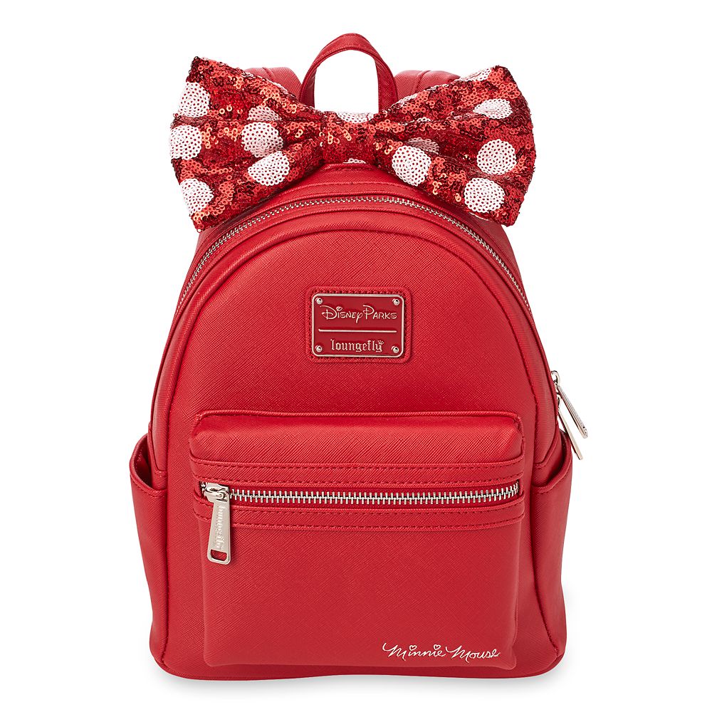 Minnie Mouse Mini Backpack with Sequined Bow by Loungefly