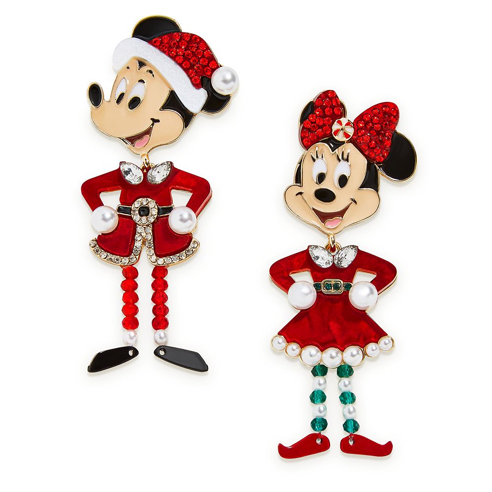 Santa Mickey and Minnie Mouse Holiday Earrings by BaubleBar