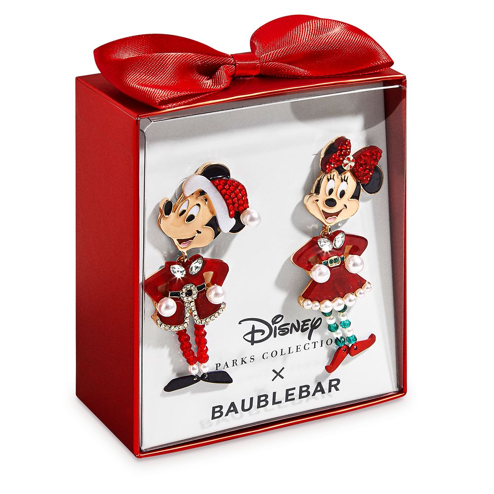Santa Mickey and Minnie Mouse Holiday Earrings by BaubleBar