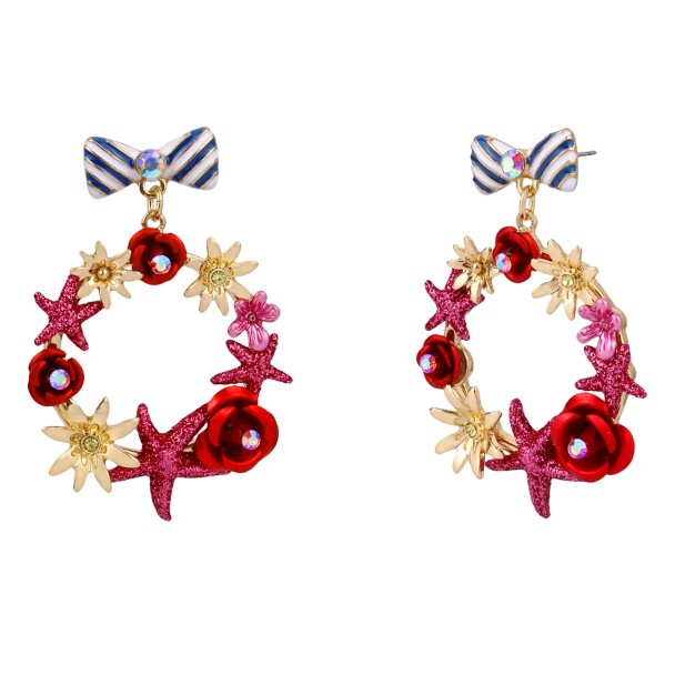 Minnie Mouse Bow and Wreath Earrings by Betsey Johnson