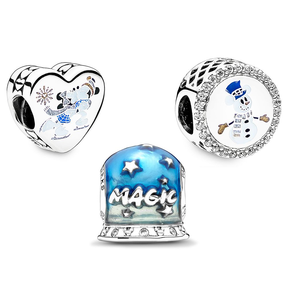 Mickey and Minnie Mouse Silver and Gold Pandora Jewelry Charm Set