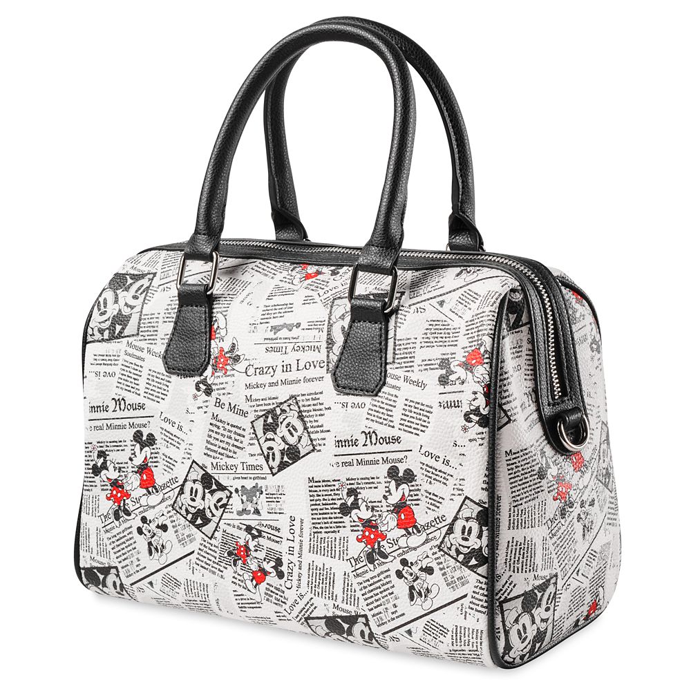 Mickey and Minnie Mouse Newsprint Satchel