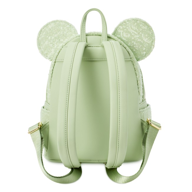 Disney Parks 2021 Sequined Mint Green Mickey Ears Backpack Loungefly IN HAND A