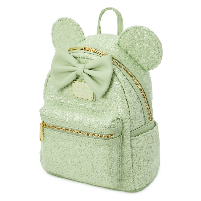 Disney Parks 2021 Sequined Mint Green Mickey Ears Backpack Loungefly IN HAND A