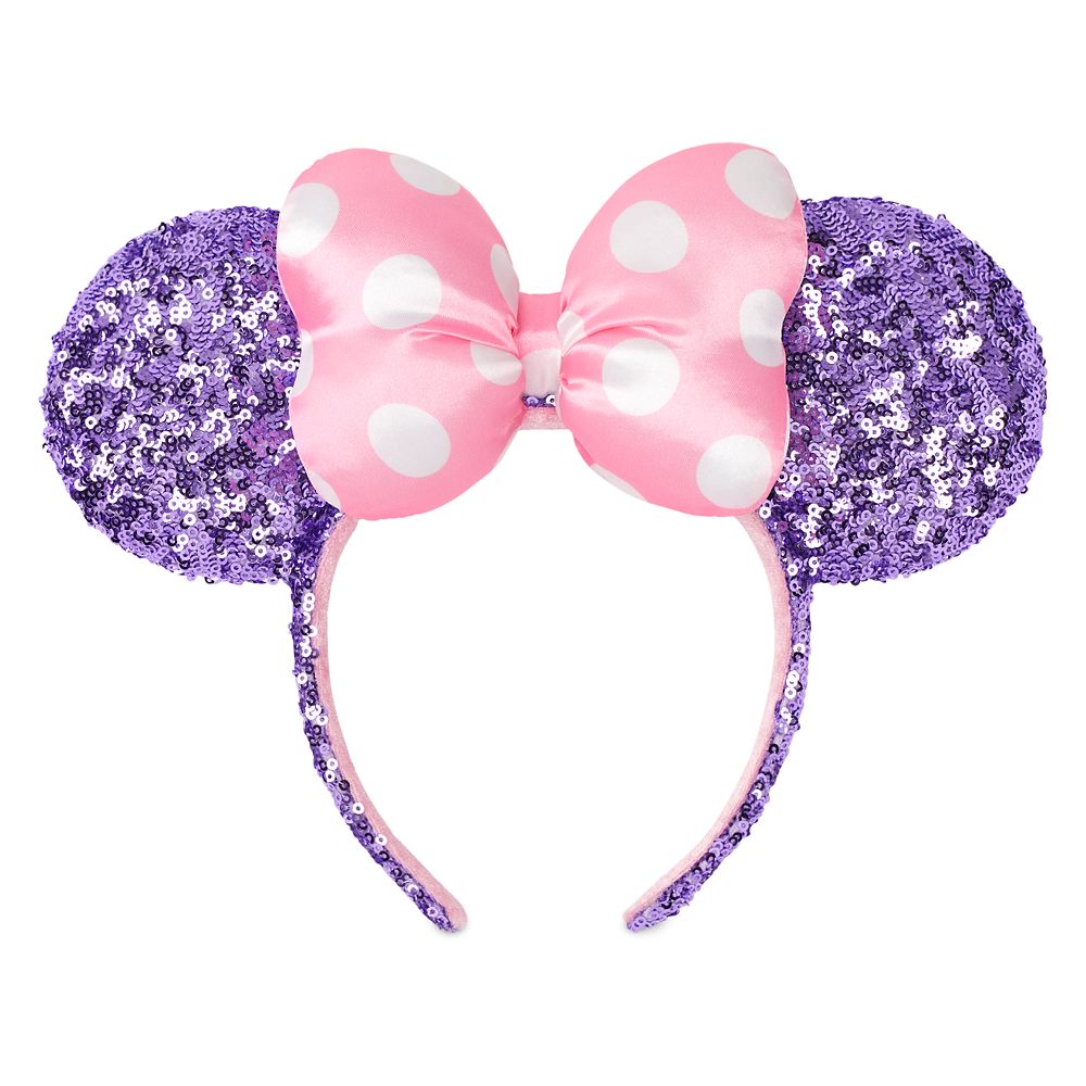 Minnie Mouse Sequined Ear Headband with Bow – Lavender & Pink