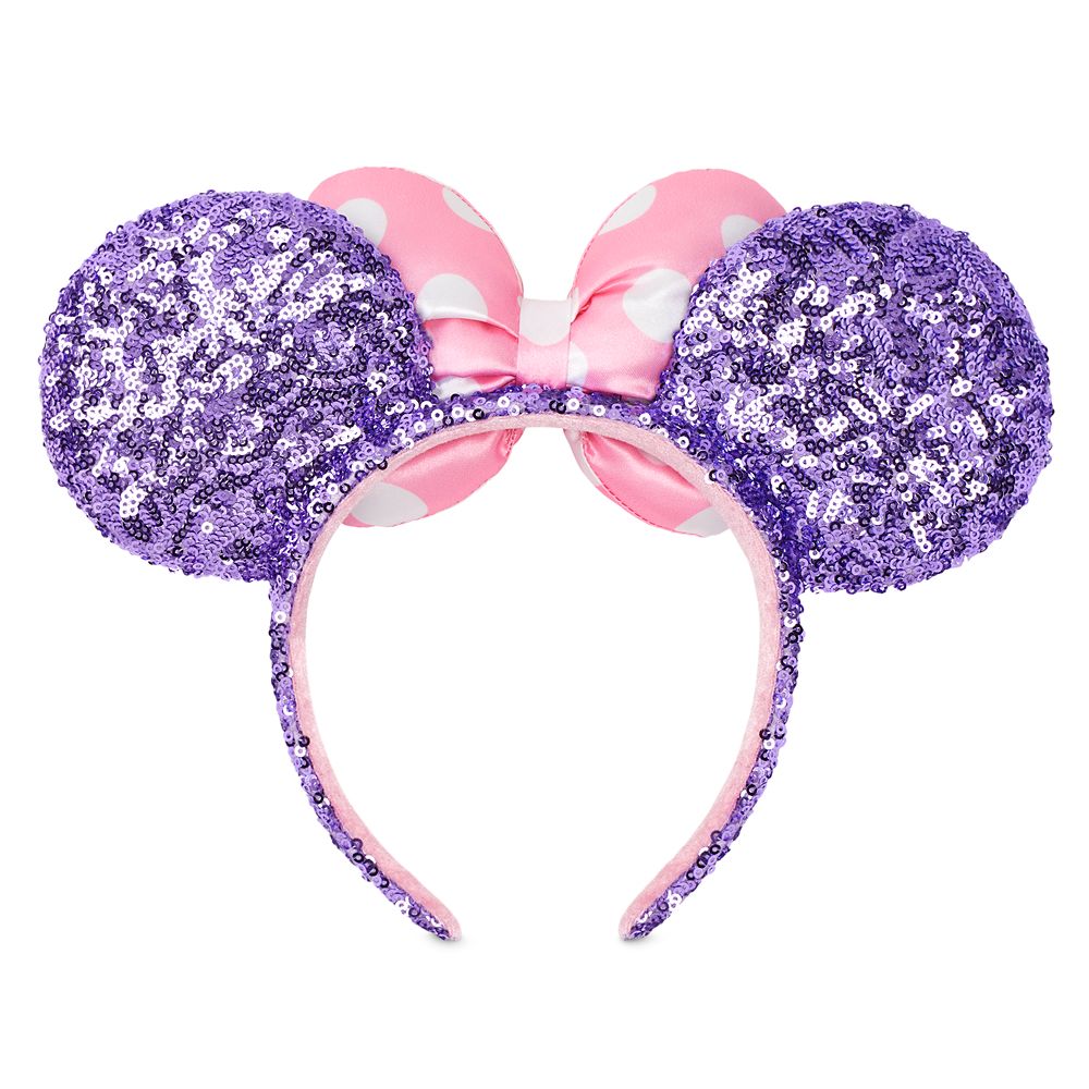 Minnie Mouse Sequined Ear Headband with Bow – Lavender & Pink