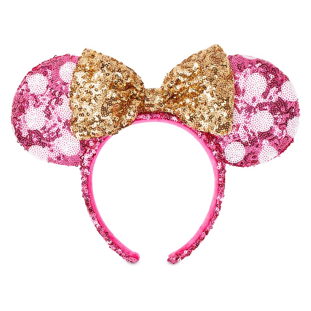 Minnie Mouse Sequined Ear Headband with Bow – Hot Pink & Gold