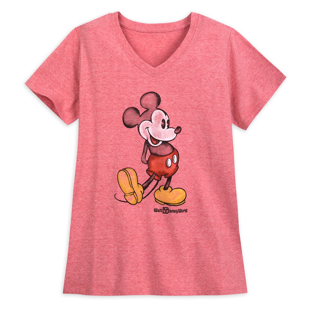 Mickey Mouse Heathered V-Neck T-Shirt for Women  Walt Disney World  Red