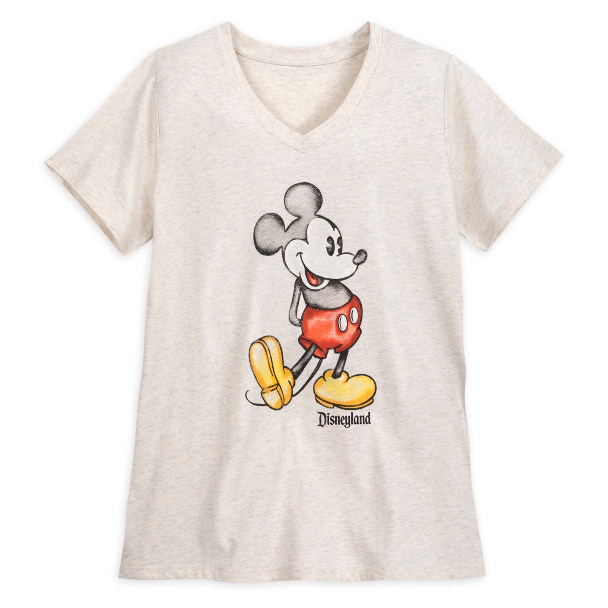 Mickey Mouse Heathered V-Neck T-Shirt for Women – Disneyland – Oatmeal