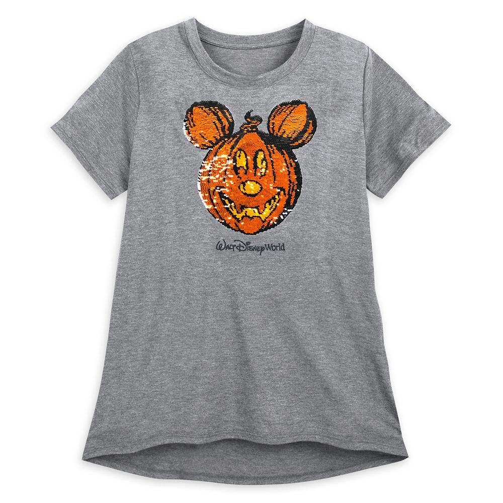 Mickey Mouse Reversible Sequin Pumpkin T-Shirt for Women – Walt Disney World