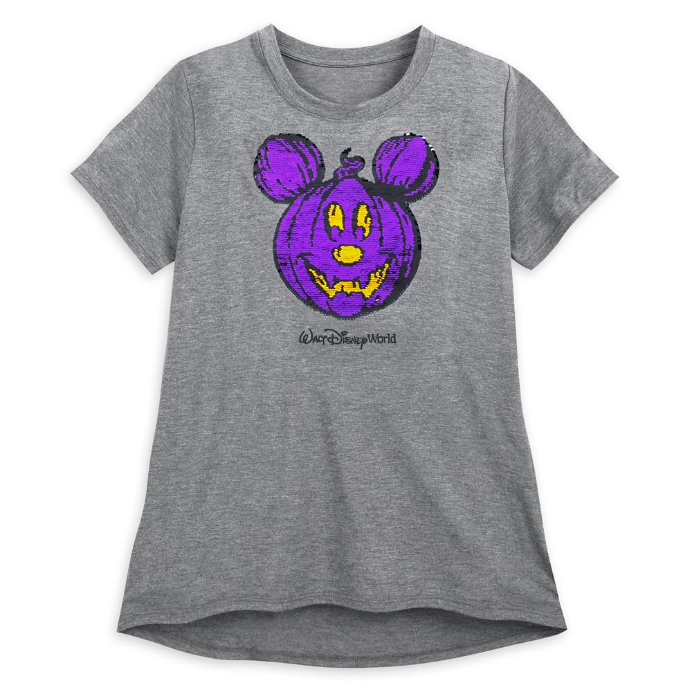 Mickey Mouse Reversible Sequin Pumpkin T-Shirt for Women – Walt Disney World